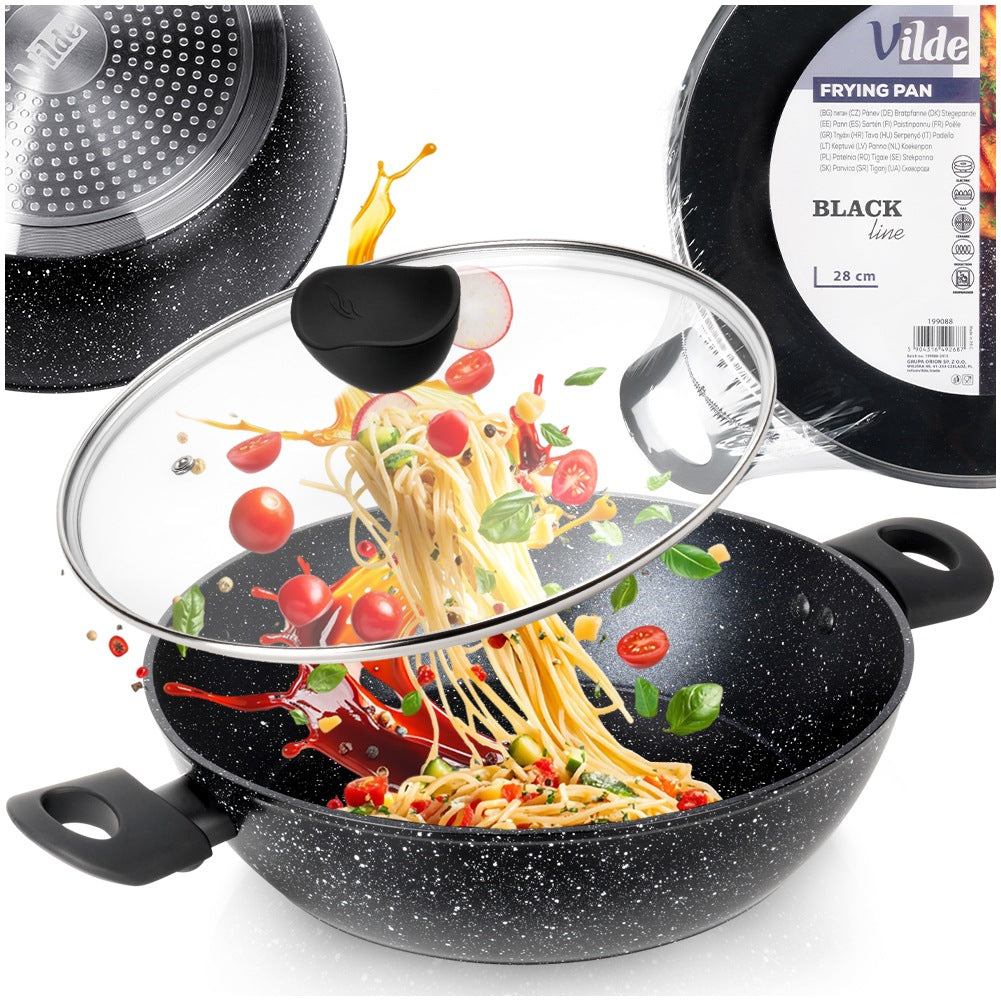 Deep Granite Frying Pan with Glass Lid, 28 cm, 3.5 L