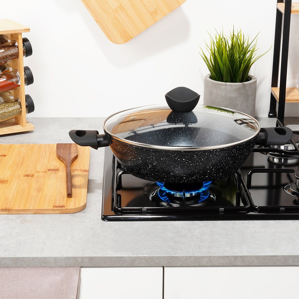 Deep Granite Frying Pan with Glass Lid, 28 cm, 3.5 L
