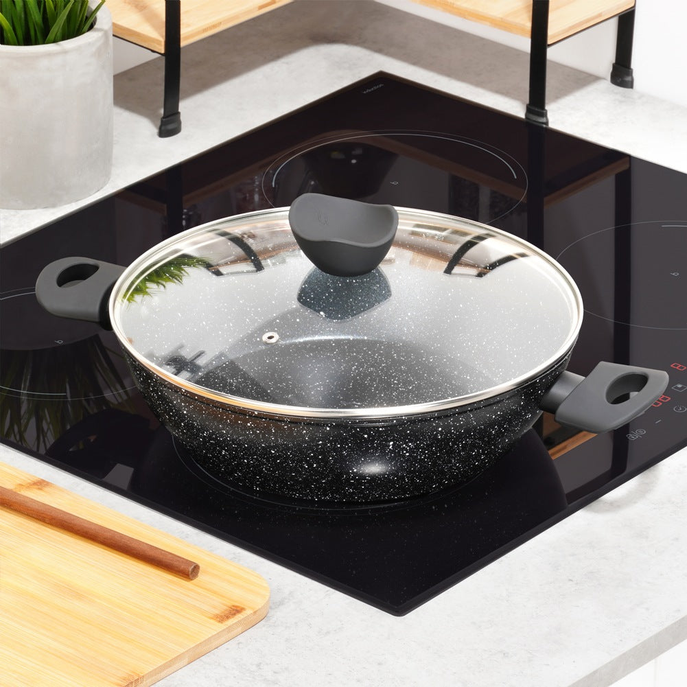 Deep Granite Frying Pan with Glass Lid, 28 cm, 3.5 L