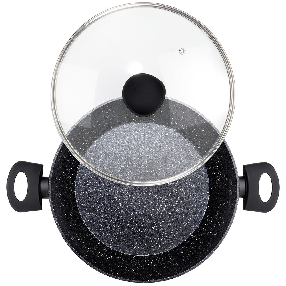 Deep Granite Frying Pan with Glass Lid, 28 cm, 3.5 L