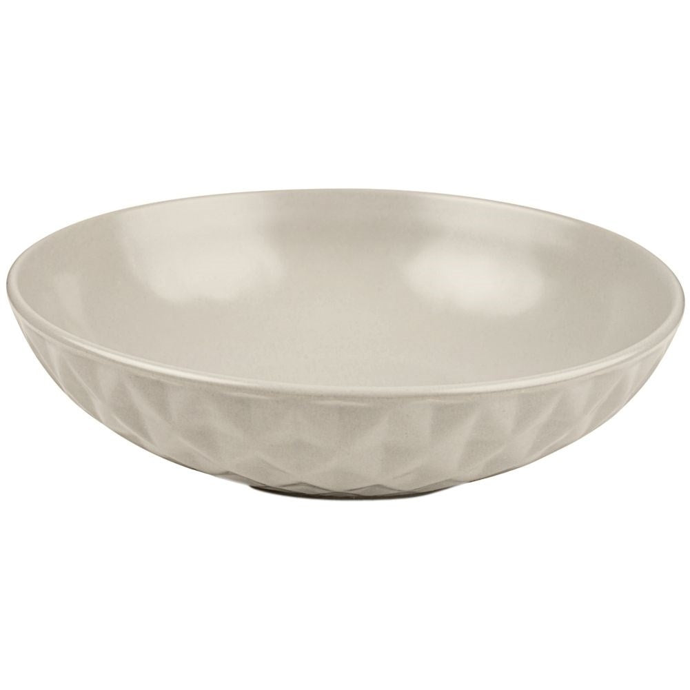 Deep Gray Ceramic Plate with Relief Pattern, Dishwasher Safe