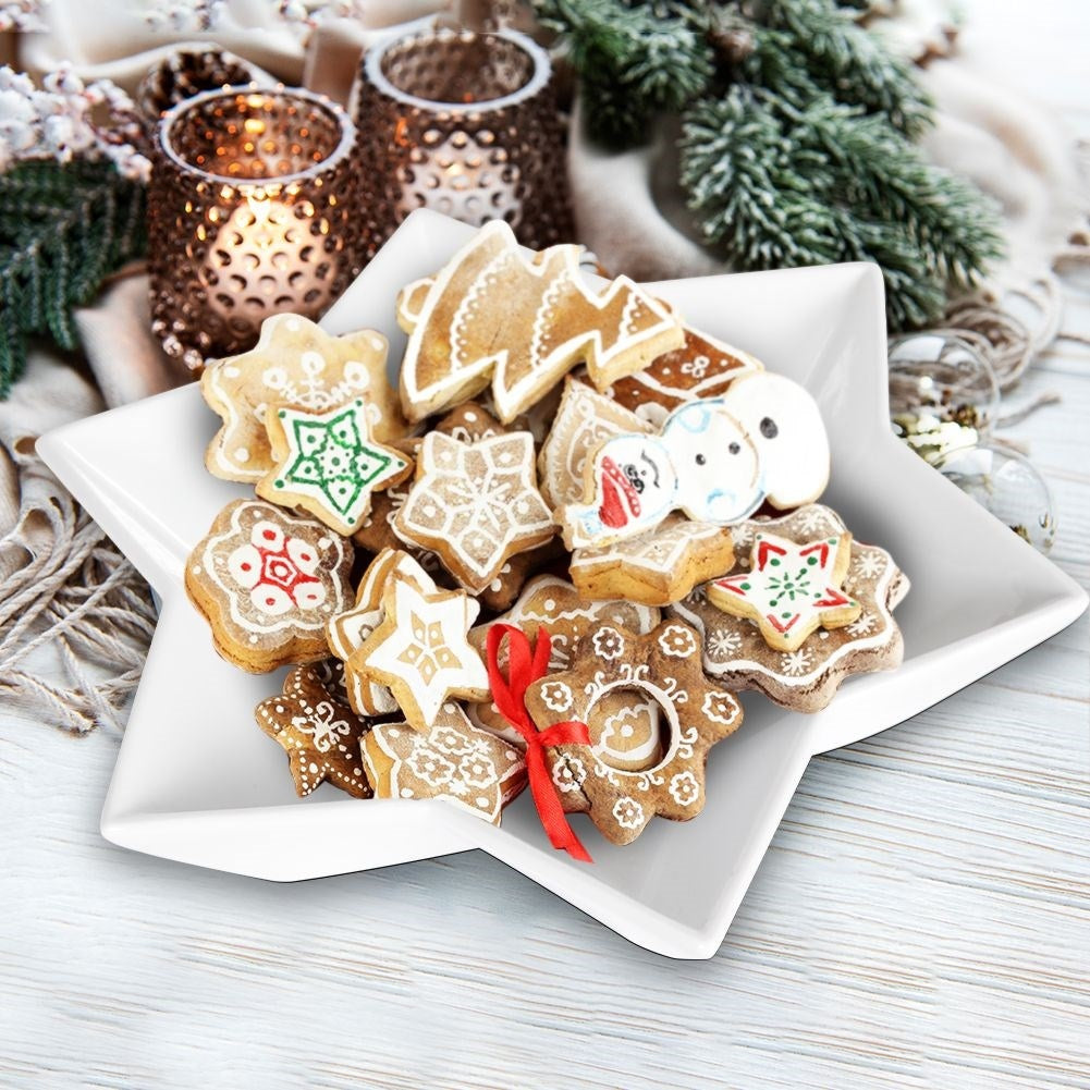 Deep Star Plate in White Porcelain - Perfect for Christmas parties