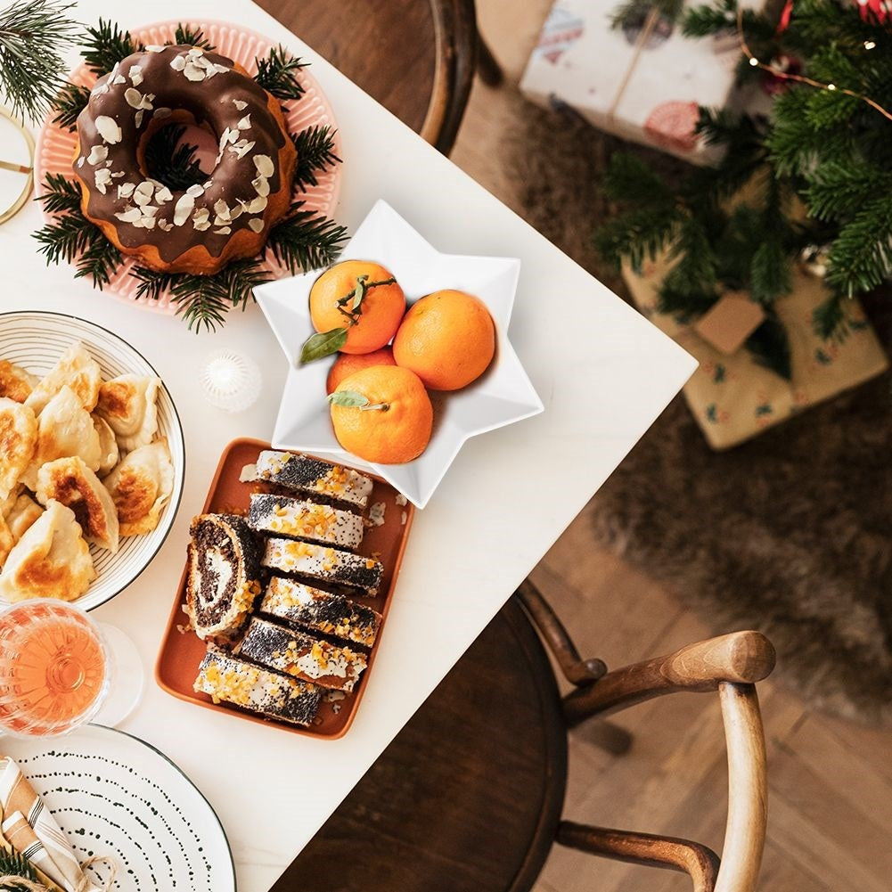 Deep Star Plate in White Porcelain - Perfect for Christmas parties