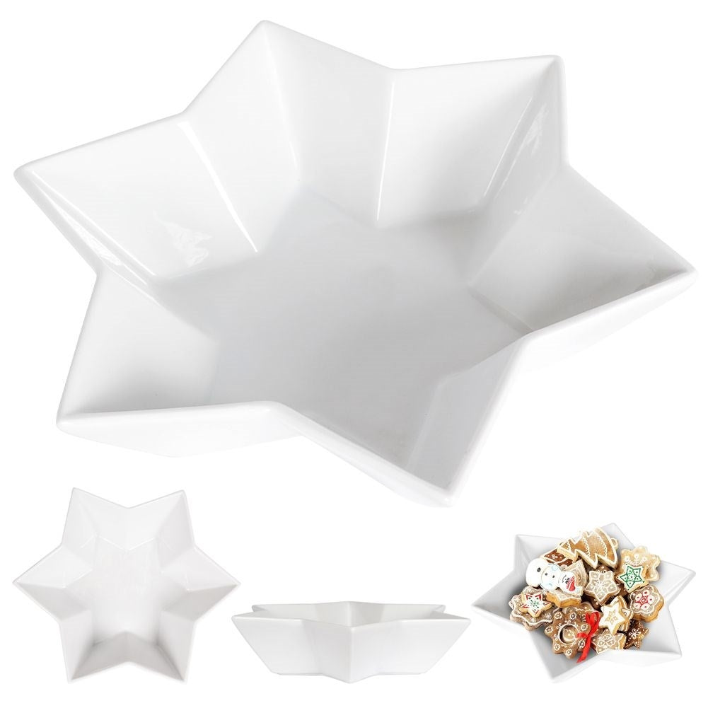 Deep Star Plate in White Porcelain - Perfect for Christmas parties