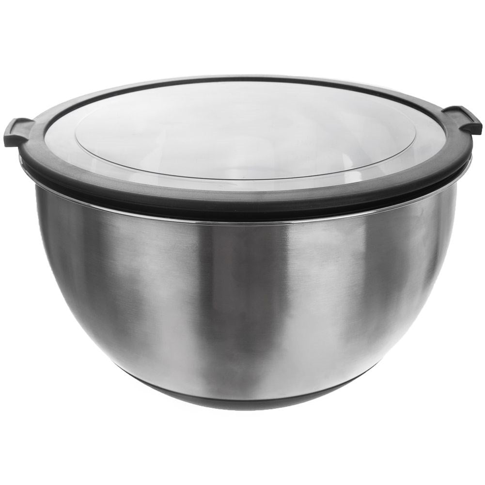 Deep bowl in stainless steel with tight-fitting lid