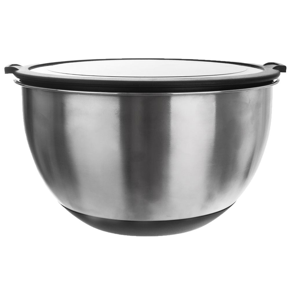 Deep bowl in stainless steel with tight-fitting lid