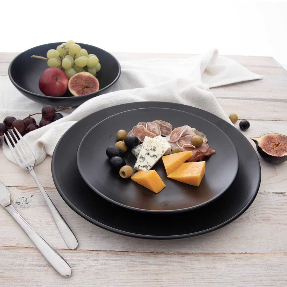 Deep ceramic dinner plate black 20.5 cm, 800 ml
