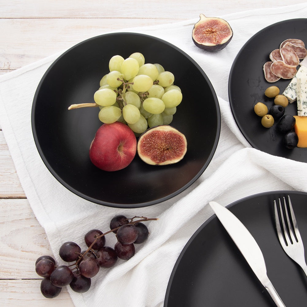 Deep ceramic dinner plate black 20.5 cm, 800 ml