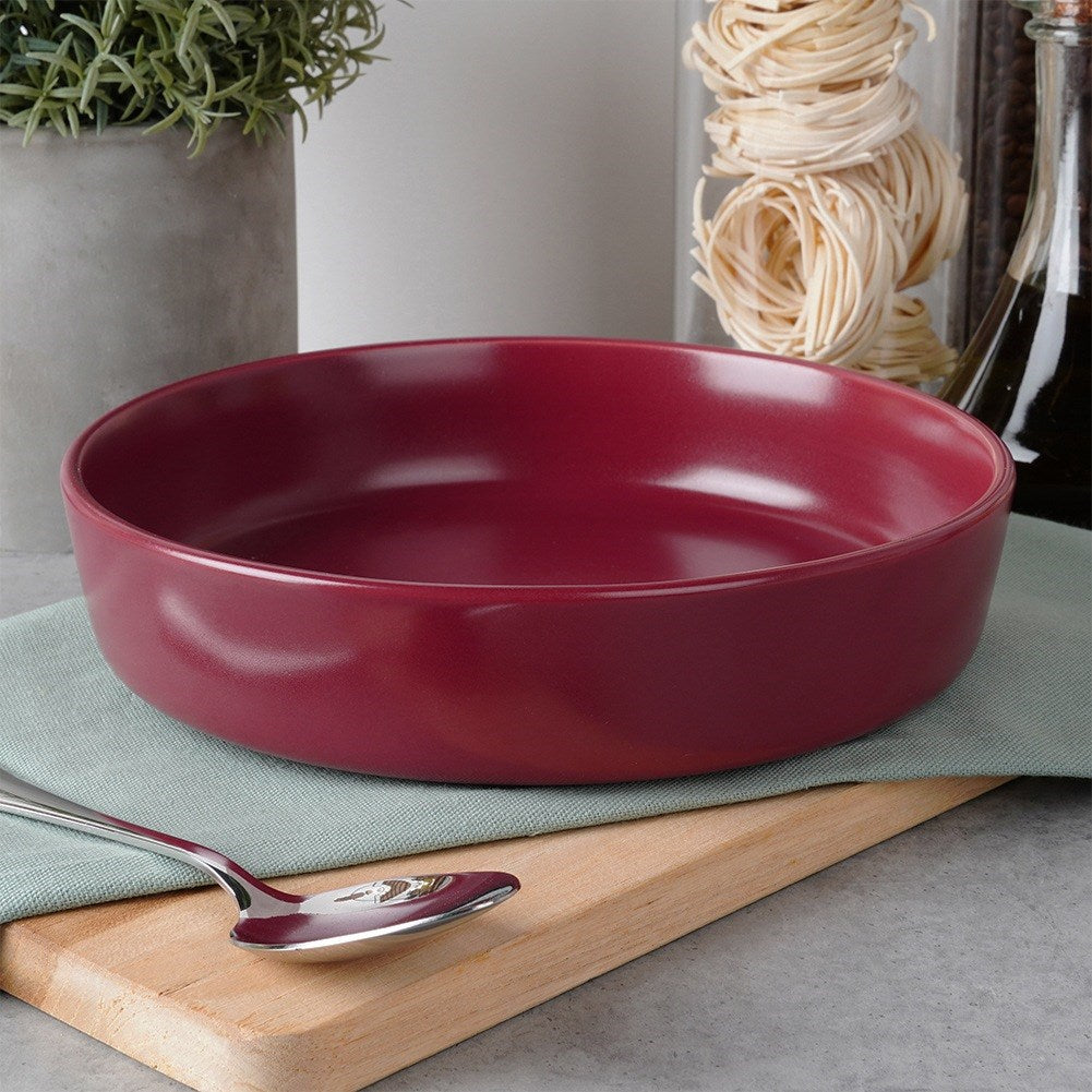 Deep ceramic dinner plate, burgundy, SOHO, 21.5 cm, 1 l