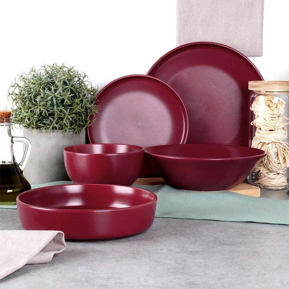 Deep ceramic dinner plate, burgundy, SOHO, 21.5 cm, 1 l