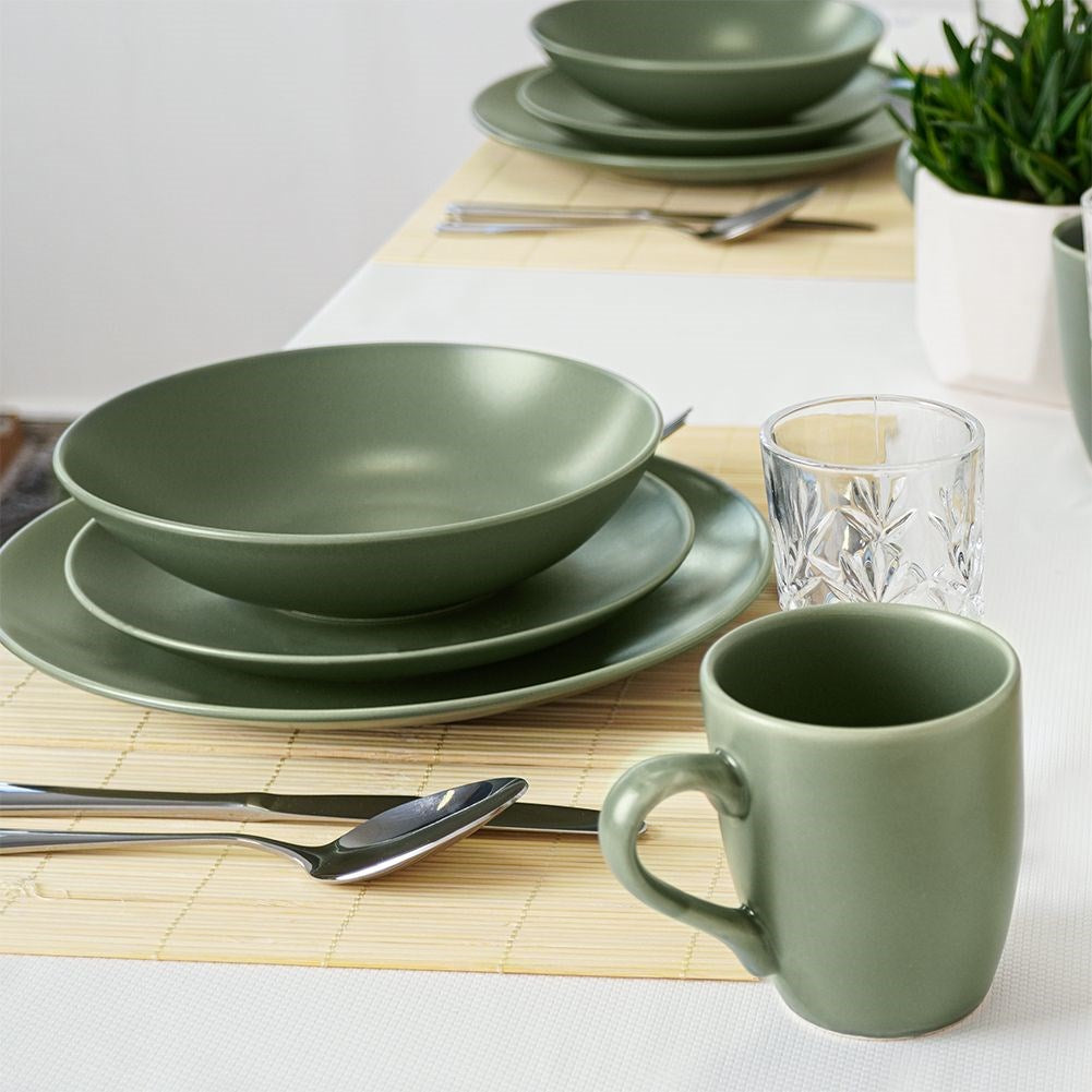 Deep ceramic dinner plate green ALFA 20.5 cm, 900 ml