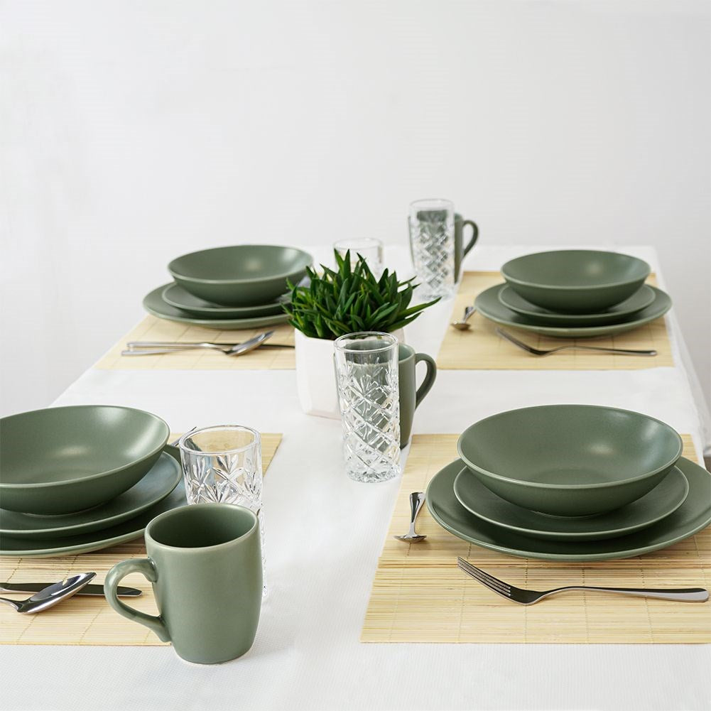 Deep ceramic dinner plate green ALFA 20.5 cm, 900 ml