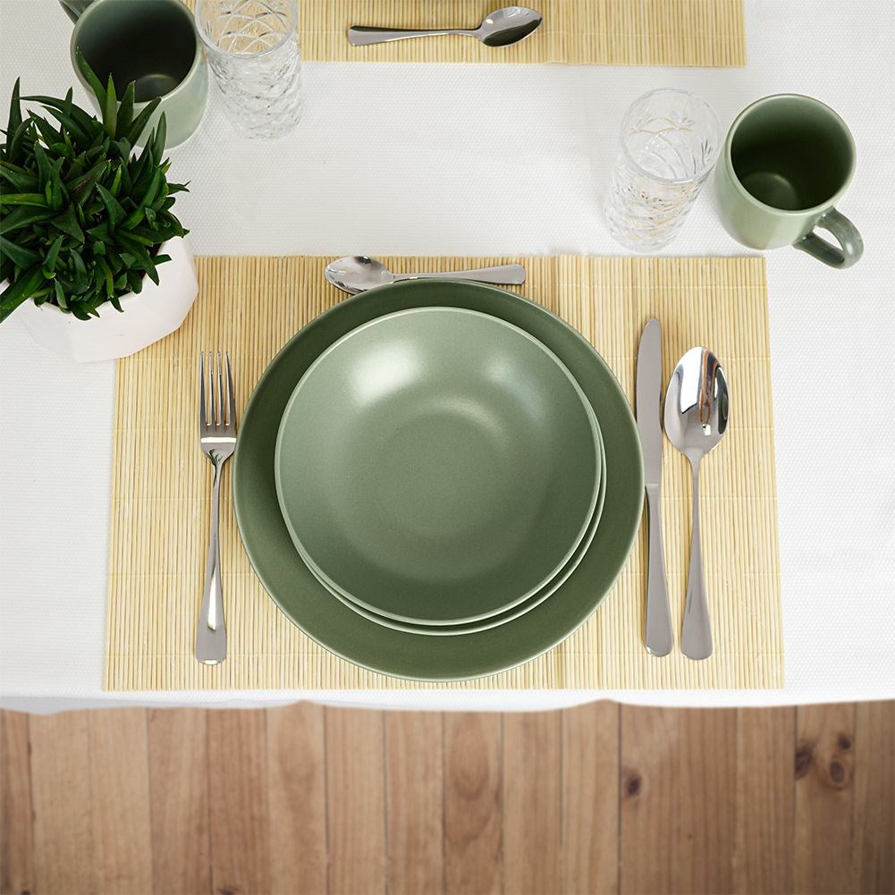 Deep ceramic dinner plate green ALFA 20.5 cm, 900 ml