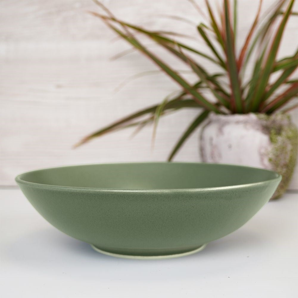 Deep ceramic dinner plate green ALFA 20.5 cm, 900 ml