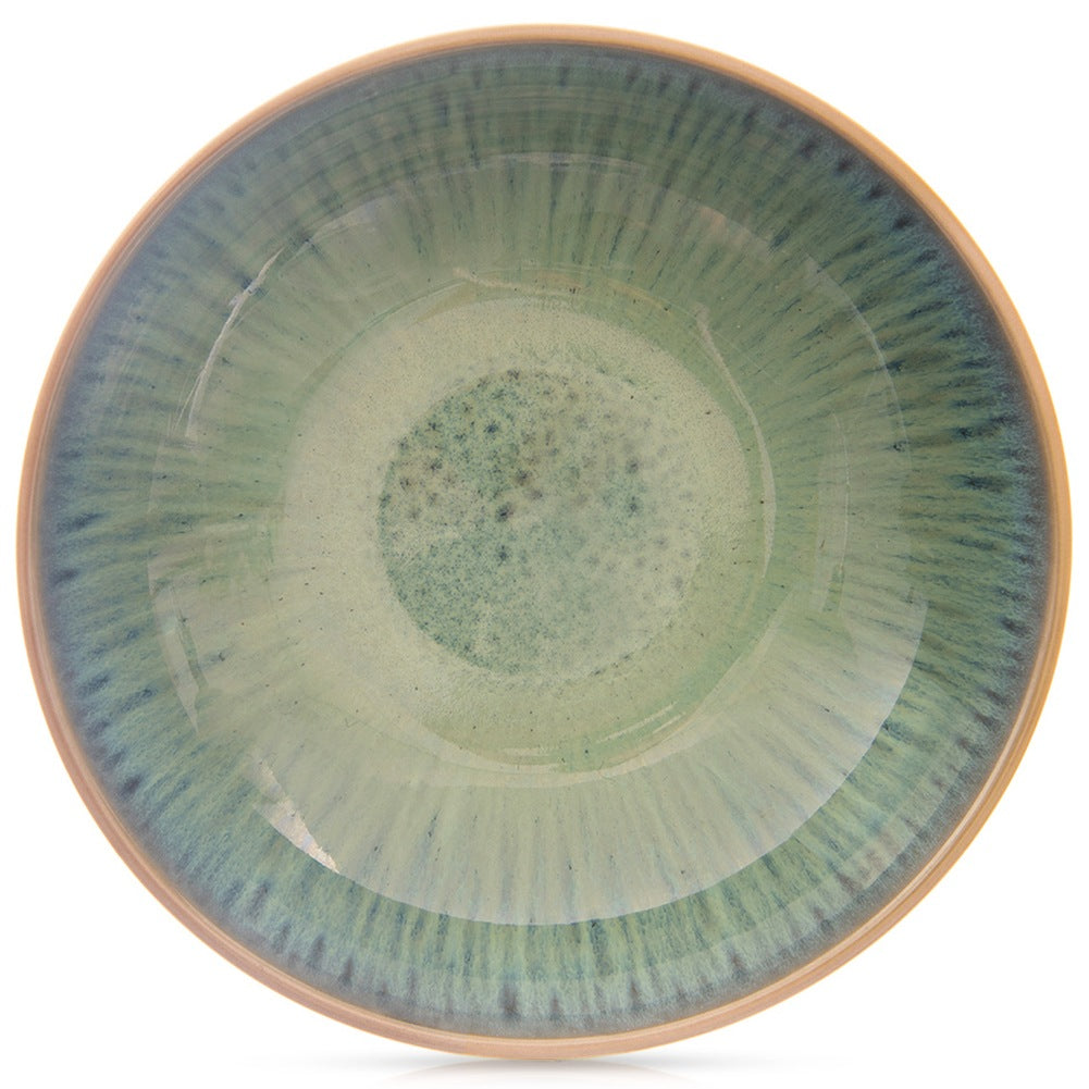 Deep ceramic dinner plate, green, GLAZE, 20.5 cm, 900 ml