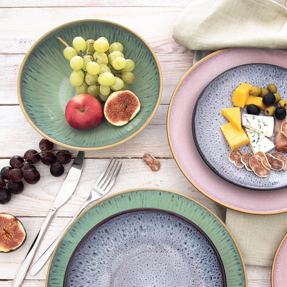 Deep ceramic dinner plate, green, GLAZE, 20.5 cm, 900 ml