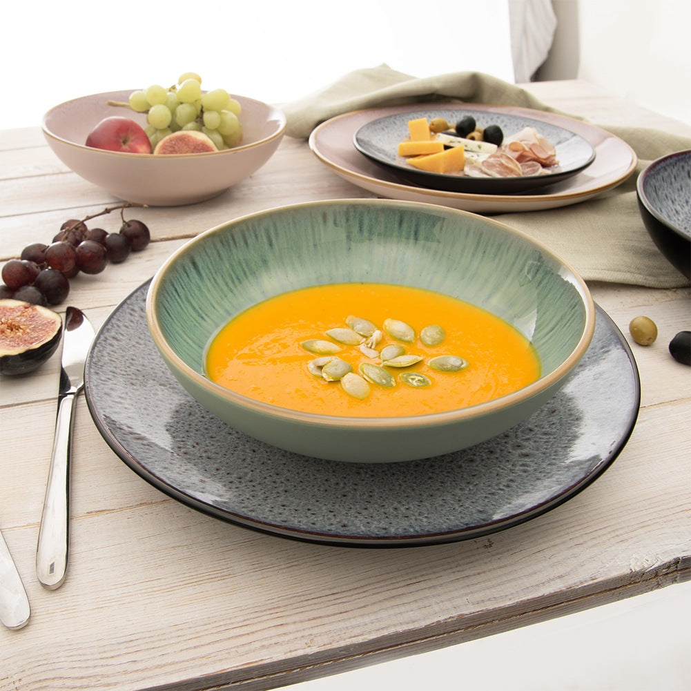 Deep ceramic dinner plate, green, GLAZE, 20.5 cm, 900 ml