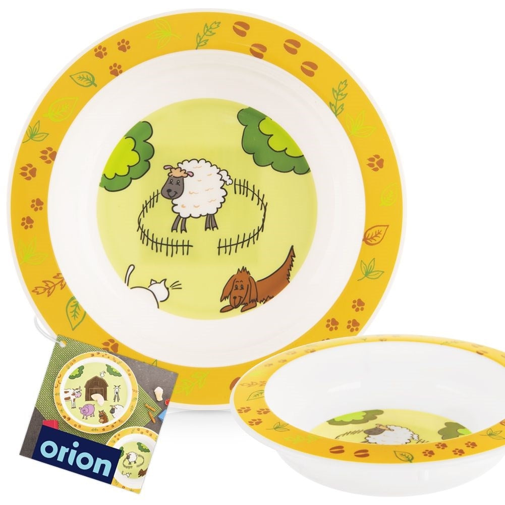 Deep plate for children with farm motifs and animals