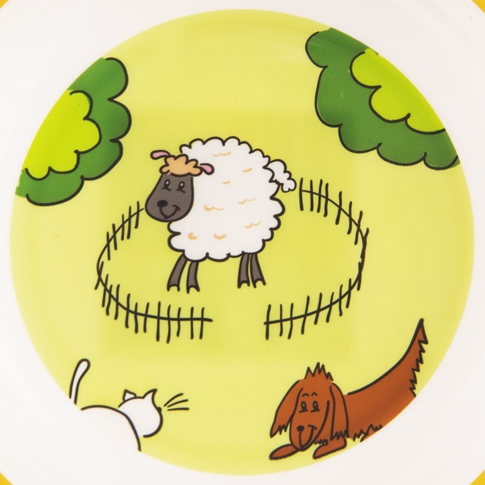 Deep plate for children with farm motifs and animals