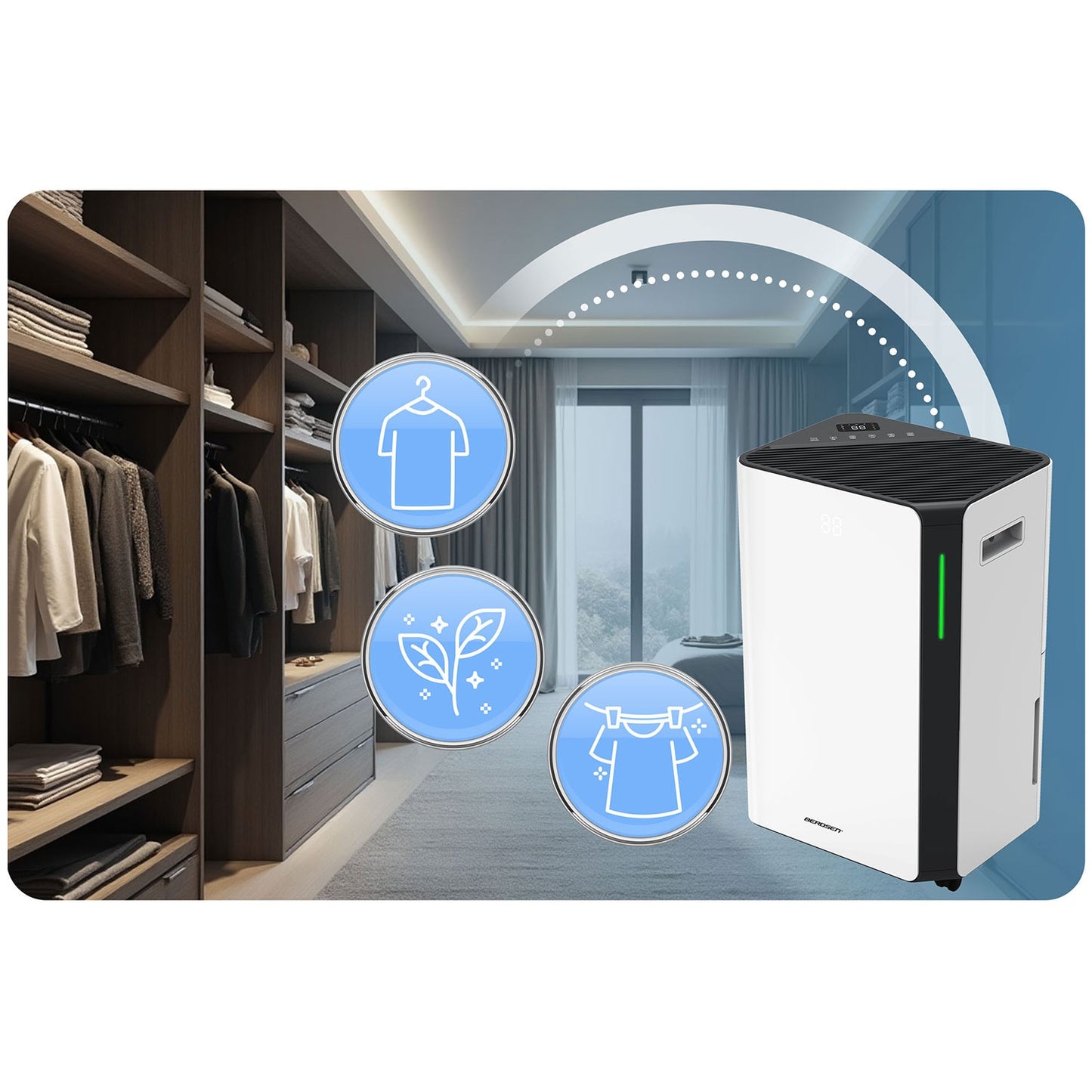 Dehumidifier with WiFi, 20L/Day, 4.5L Tank, Quiet