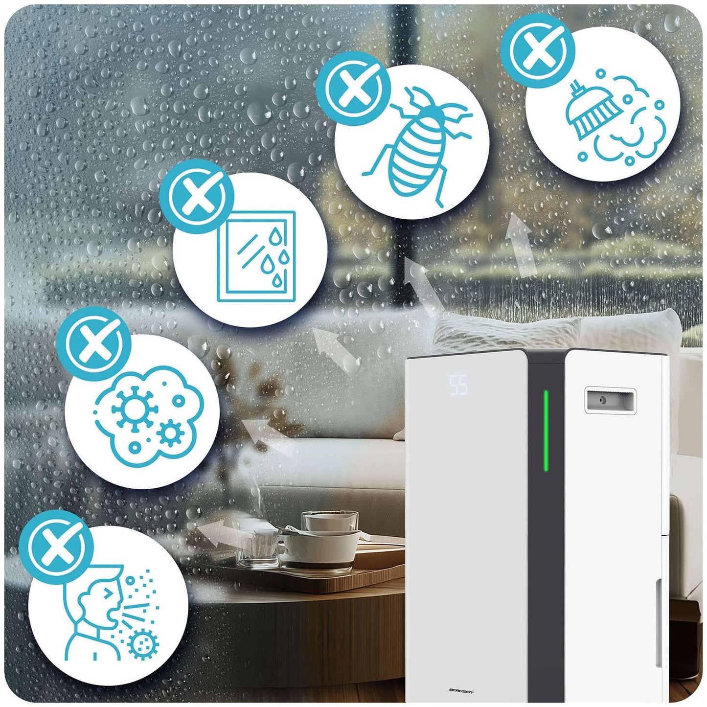 Dehumidifier with WiFi, 20L/Day, 4.5L Tank, Quiet
