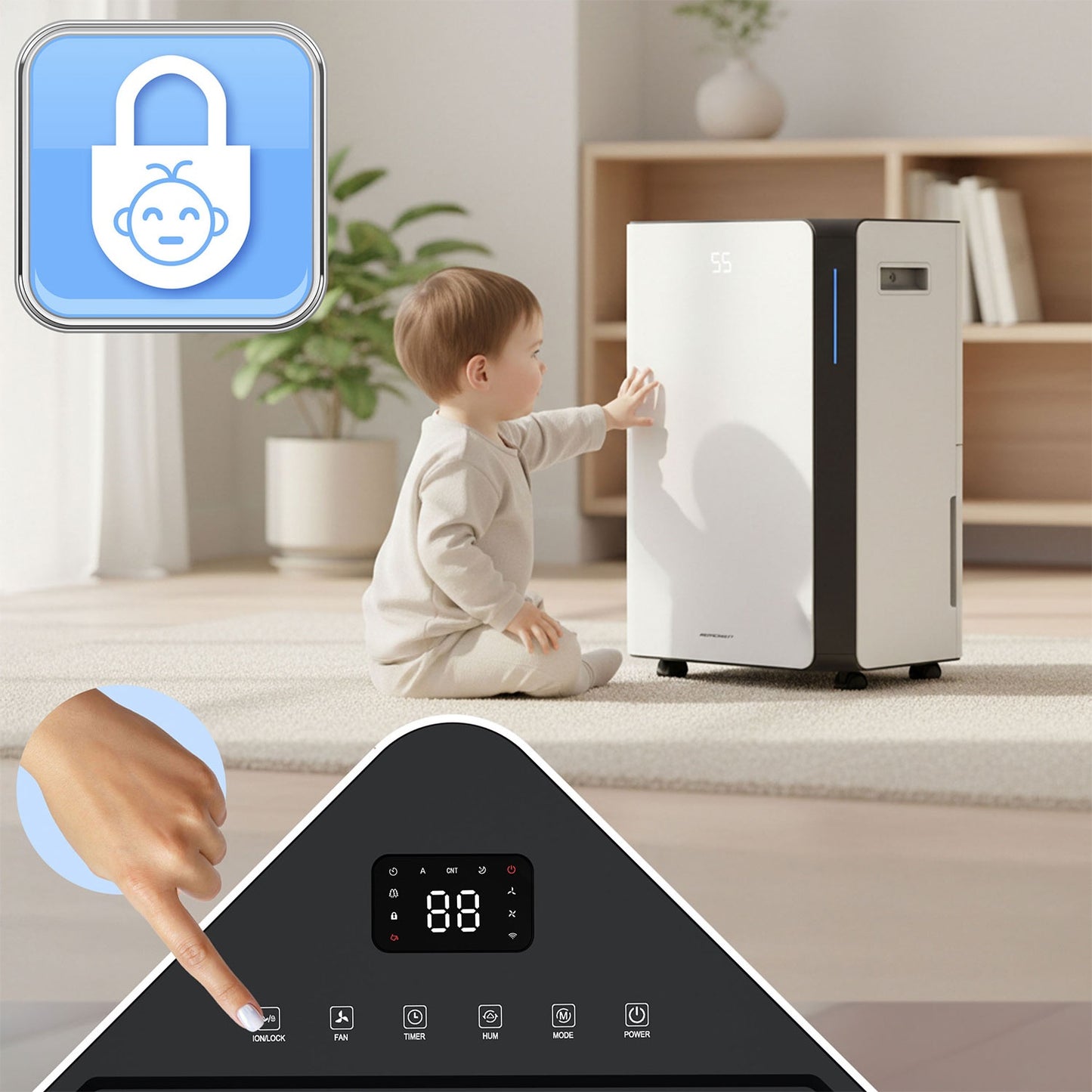 Dehumidifier with WiFi, 20L/Day, 4.5L Tank, Quiet