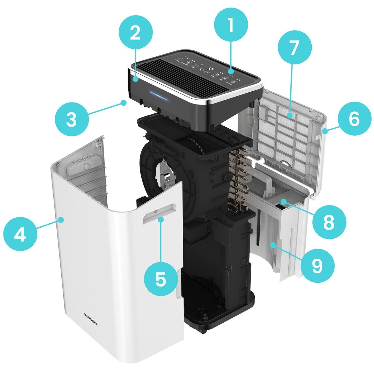 Dehumidifier with WiFi, 25L/Day, 6.5L Tank, Quiet, 30m²