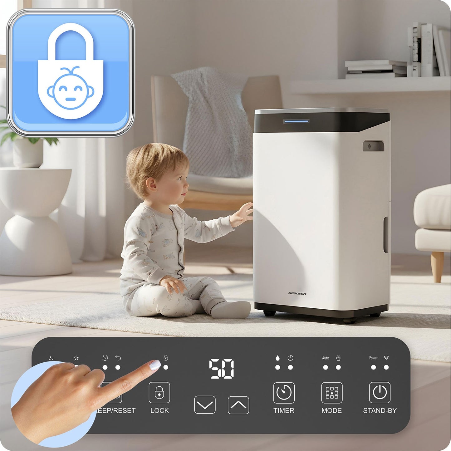 Dehumidifier with WiFi, 25L/Day, 6.5L Tank, Quiet, 30m²