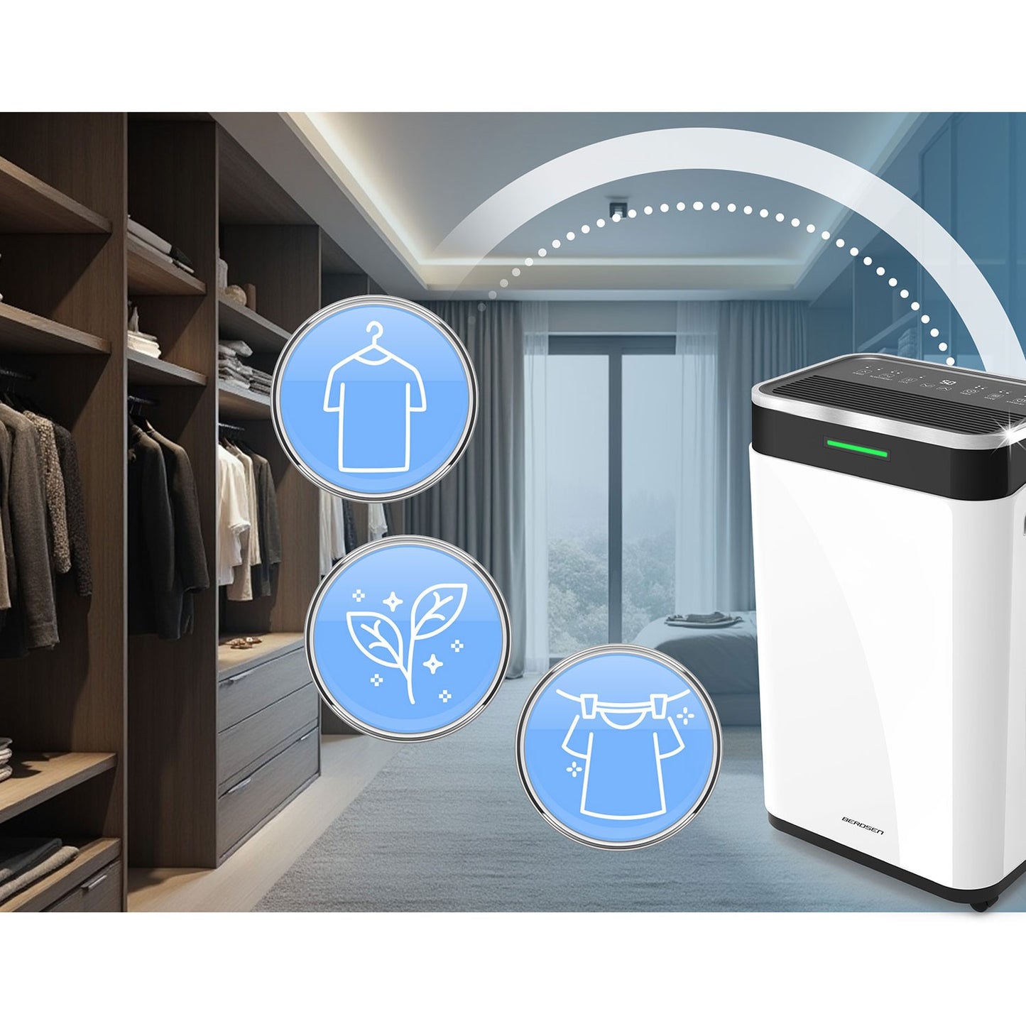 Dehumidifier with WiFi, 25L/Day, 6.5L Tank, Quiet, 30m²