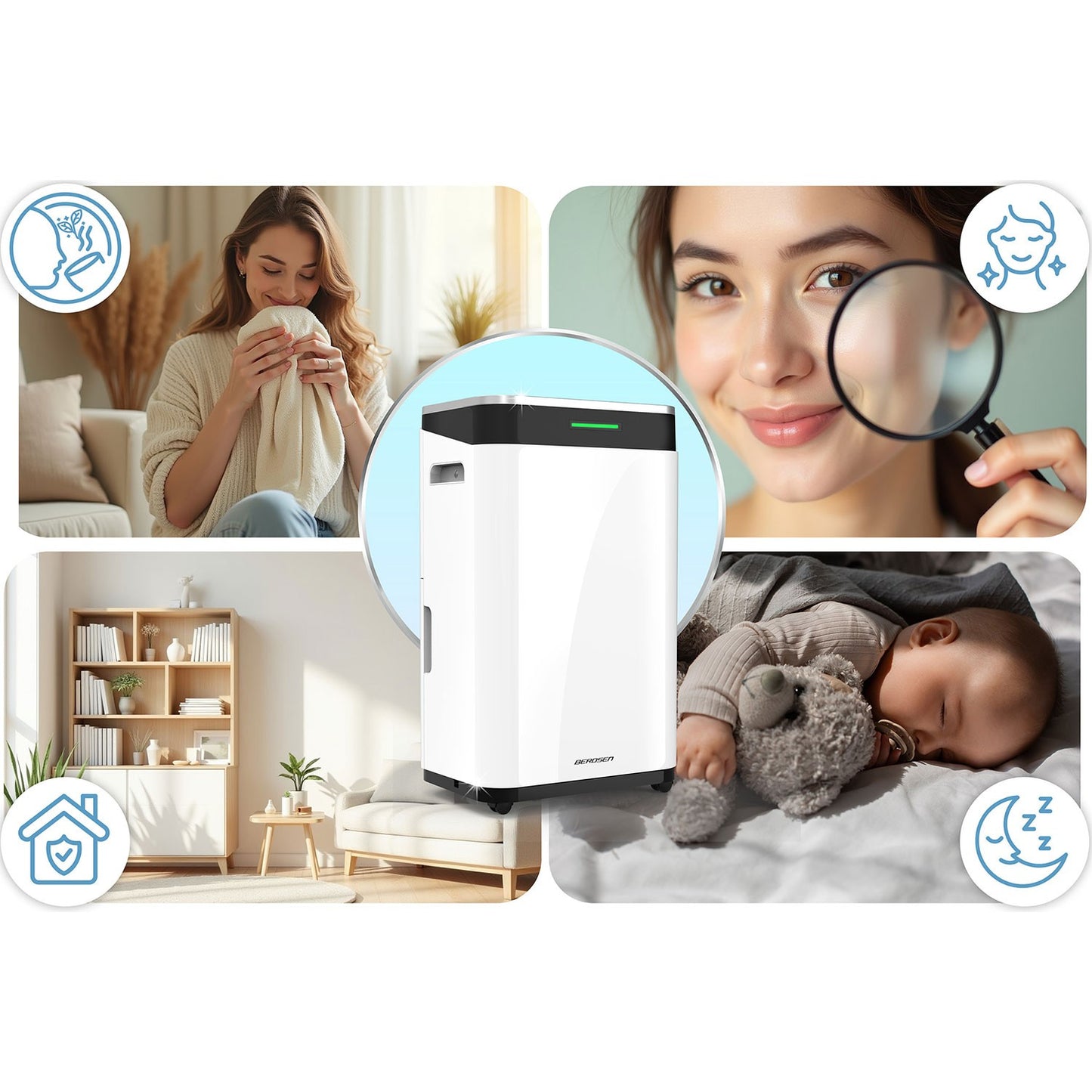 Dehumidifier with WiFi, 25L/Day, 6.5L Tank, Quiet, 30m²