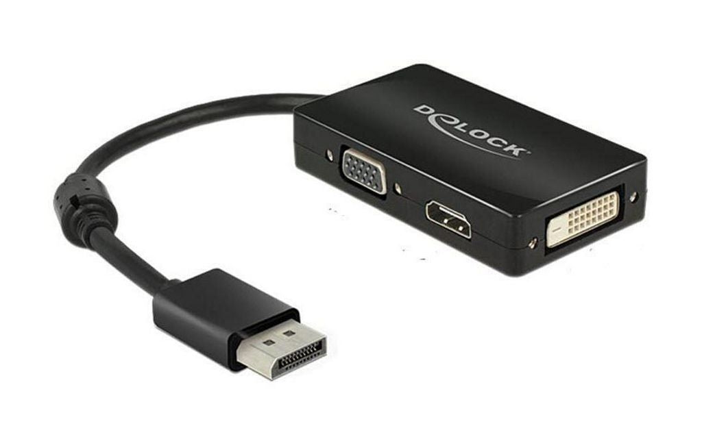 Delock Adapter DisplayPort male to VGA / HDMI / DVI female, Passive - Black