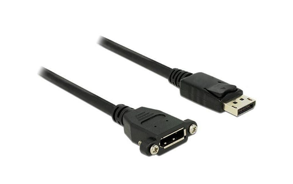 Delock DisplayPort Male to DisplayPort Female Cable, Panel-Mount 4K @ 60Hz, 1m