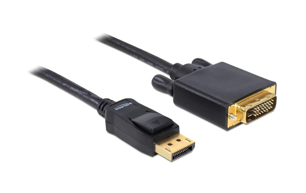 Delock DisplayPort male to DVI 24+1 male Cable, Passive, 2m - Black