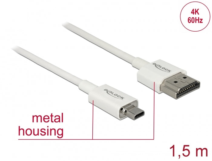 Delock High Speed HDMI with Ethernet Cable - HDMI-A - HDMI Micro-D, 1.5m