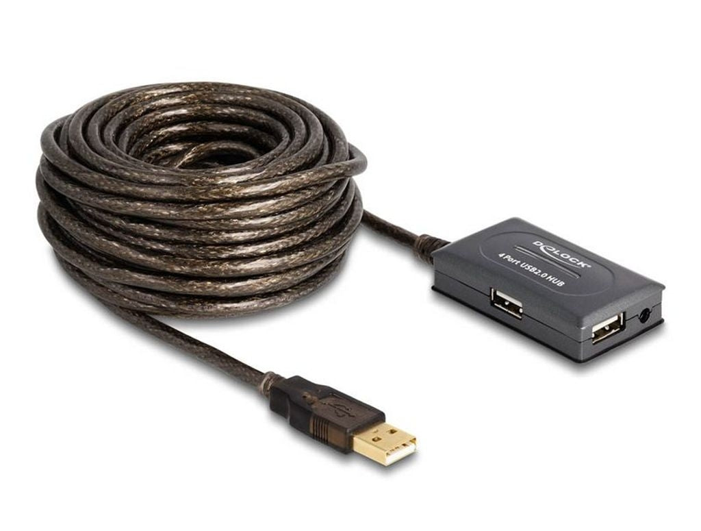 Delock USB-A Hub Extension Cable with 4 Ports, 10m