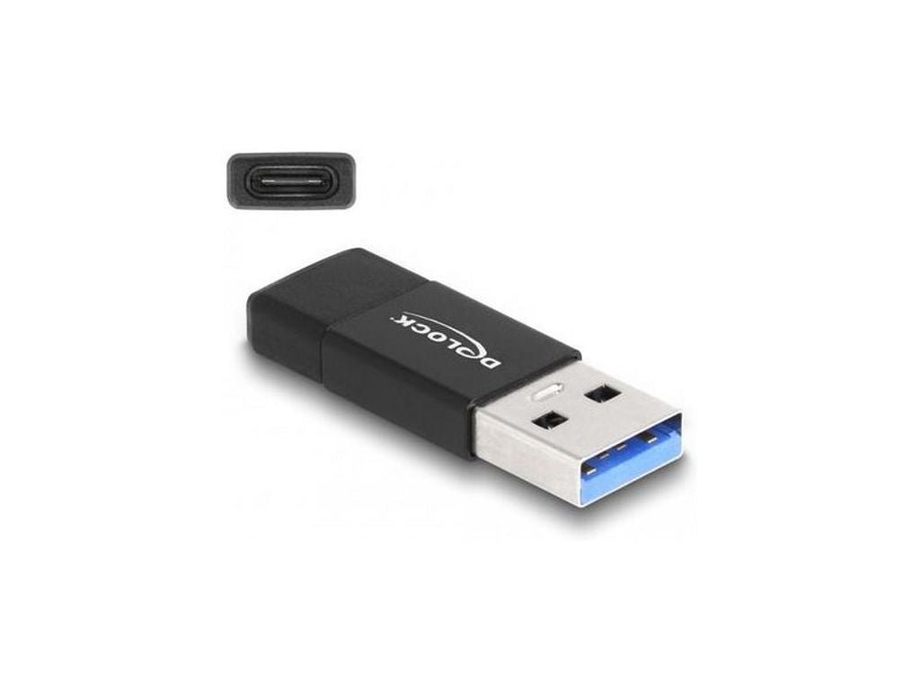 Delock USB-A to USB-C female Adapter, Active - Black