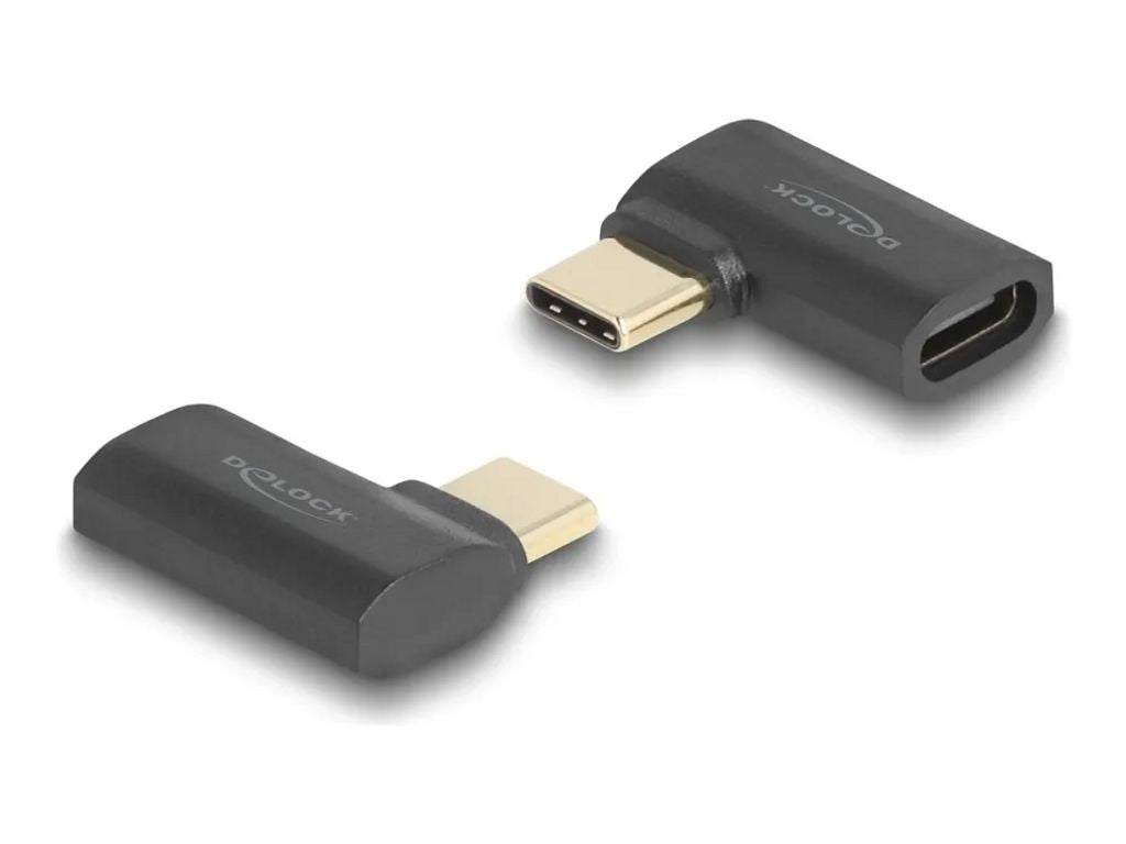 Delock USB-C Angled Adapter male to female, 40 Gbps, 240W PD, 8K at 60Hz - Gray