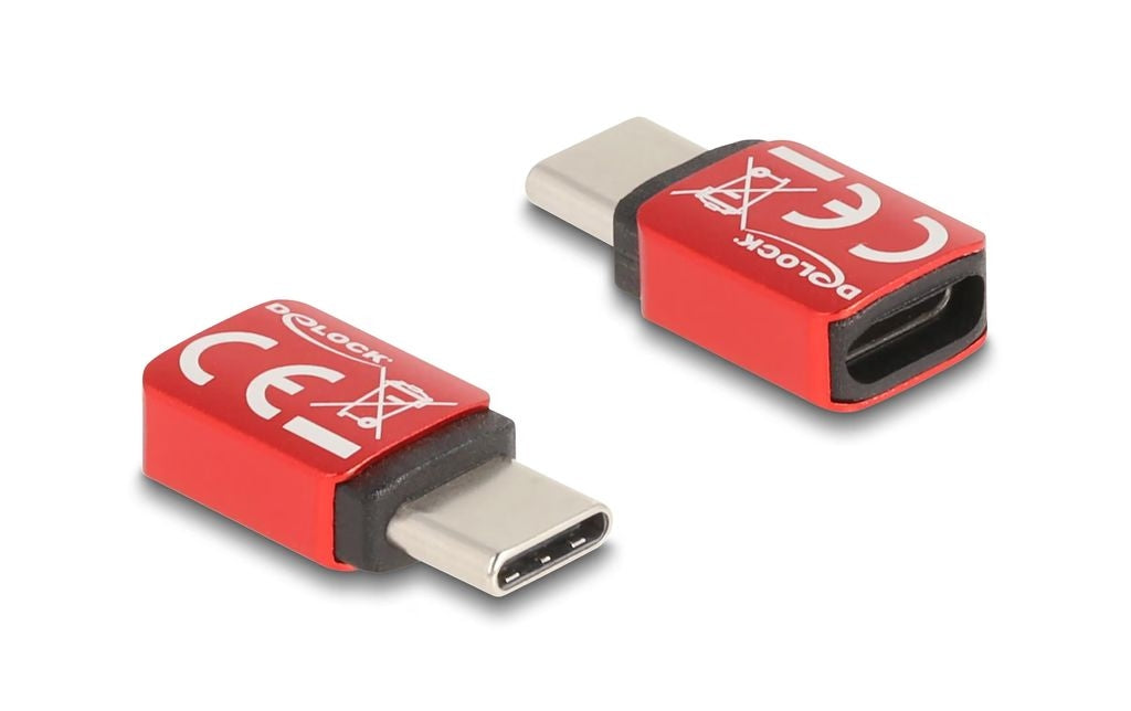Delock USB-C male to USB-C female Data Blocker 240W - Red