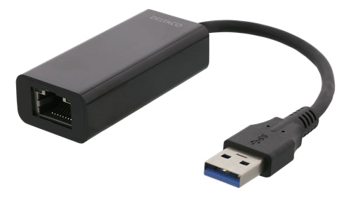 Deltaco Adapter USB-A 3.0 to Network Adapter - Black