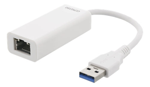 Deltaco Adapter USB-A 3.0 to Network Adapter - White