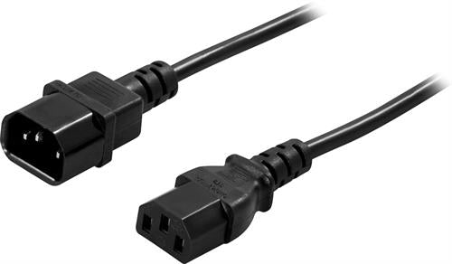 Deltaco Apparatus extension cable IEC 60320 - IEC 60320, Earthed, 2m - Black