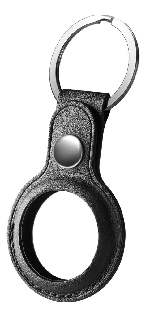 Deltaco Apple Airtag Keychain with Leather Shell - Black