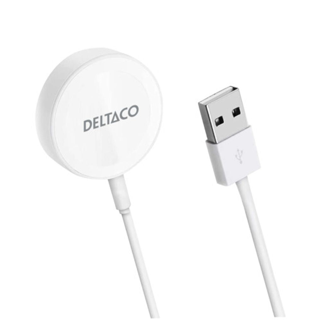Deltaco Apple Watch charger, USB-A, 1 m fixed cable