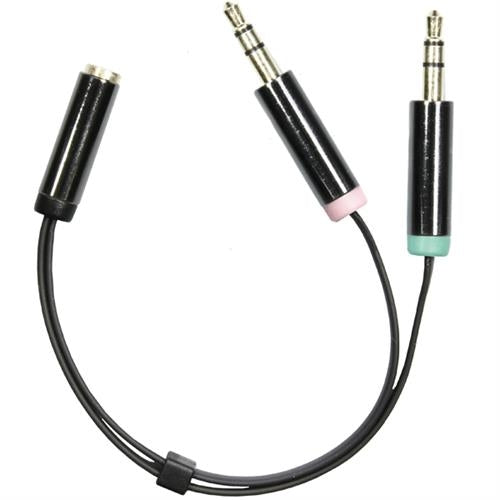Deltaco Audio adapter, 3.5mm ho to 3.5mm microphone ha and 3.5mm stereo ha