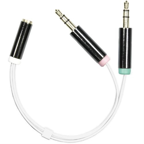 Deltaco Audio adapter, 3.5mm microphone ha and 3.5mm stereo ha to 3.5mm ho - white