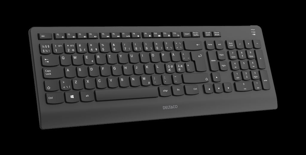 Deltaco Bluetooth Full-size Keyboard, low profile - Black