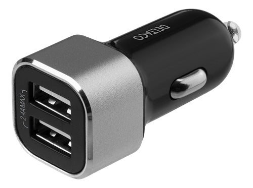 Deltaco Car Charger 2xUSB-A 17W - Black/Silver