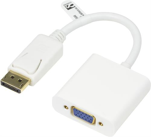 Deltaco DisplayPort to VGA adapter Full HD 0.2 m - White