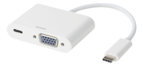 Deltaco Docking station USB-C to VGA 60W USB-C PD - White