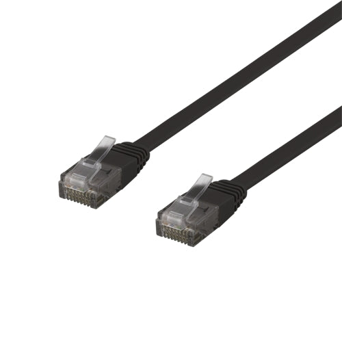 Deltaco Flat Cat6 network cable, 0.3m, black